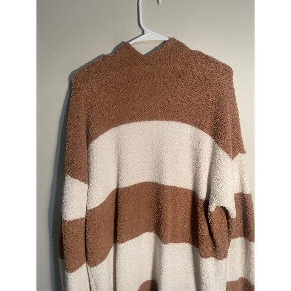 Thread‎ & Supply Tan and Cream Striped Teddy Longline Cardigan Size Large - Picture 9 of 12